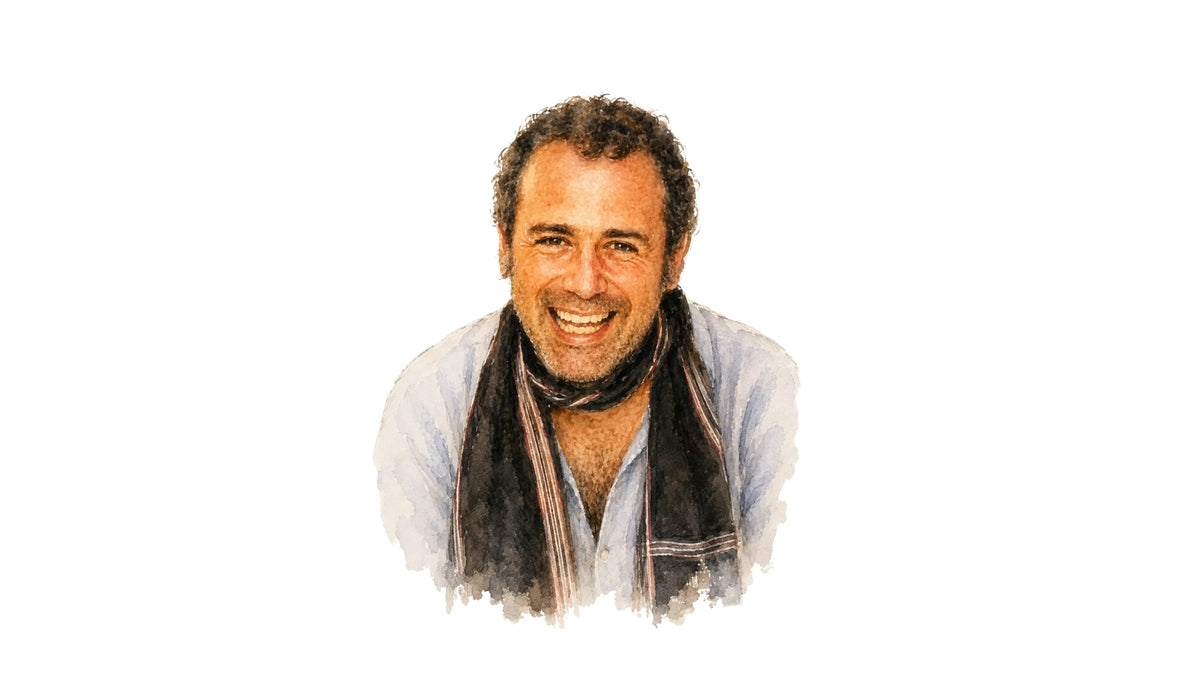 Watercolour portrait of Diego Cortizas, founder and designer of Chula