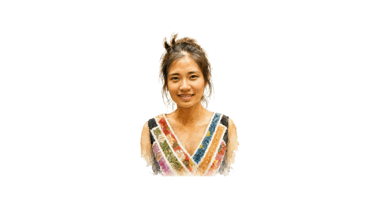 Watercolour portrait of Phuong Lien, tailor in the Chula atelier