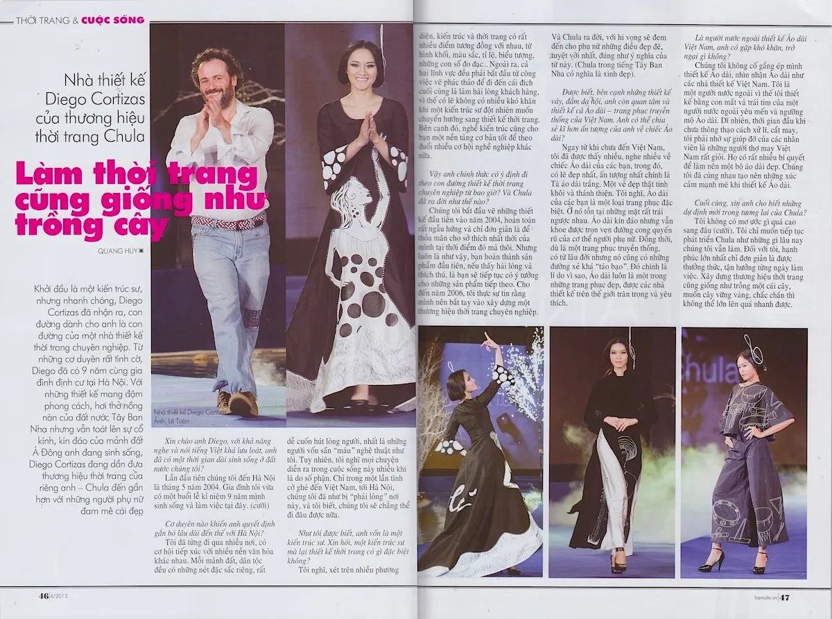 A Vietnamese magazine feature on Diego Cortizas at Vietnam Fashion Week, 2011