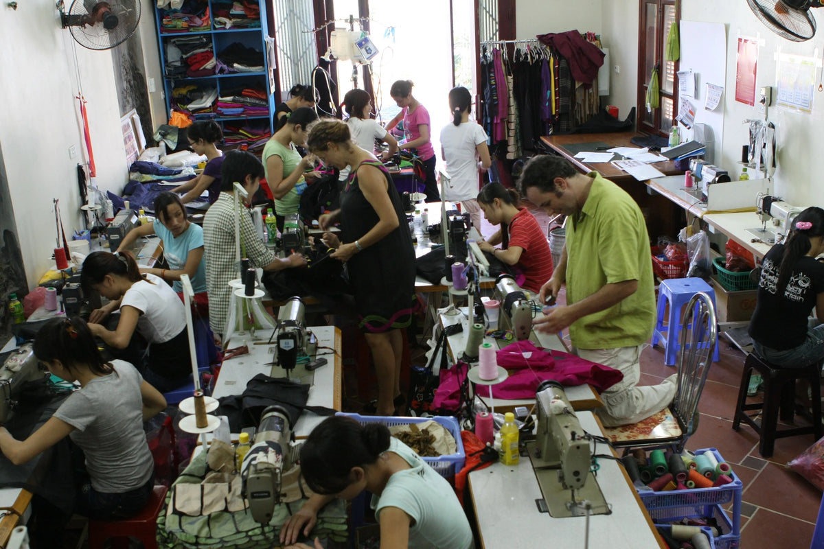 The Hanoi atelier with artisans at their sewing machines, 2007