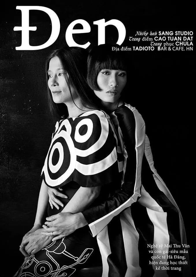 The cover of Den magazine showing two models in hand-painted Chula pieces