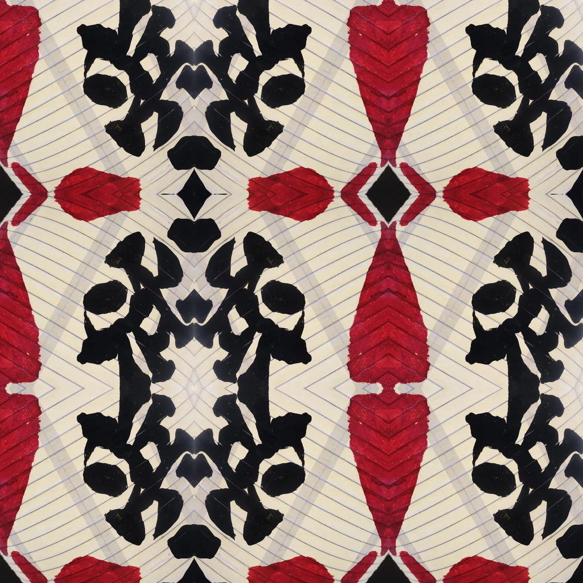 The Tokyo Chochin print, mirrored in red and black
