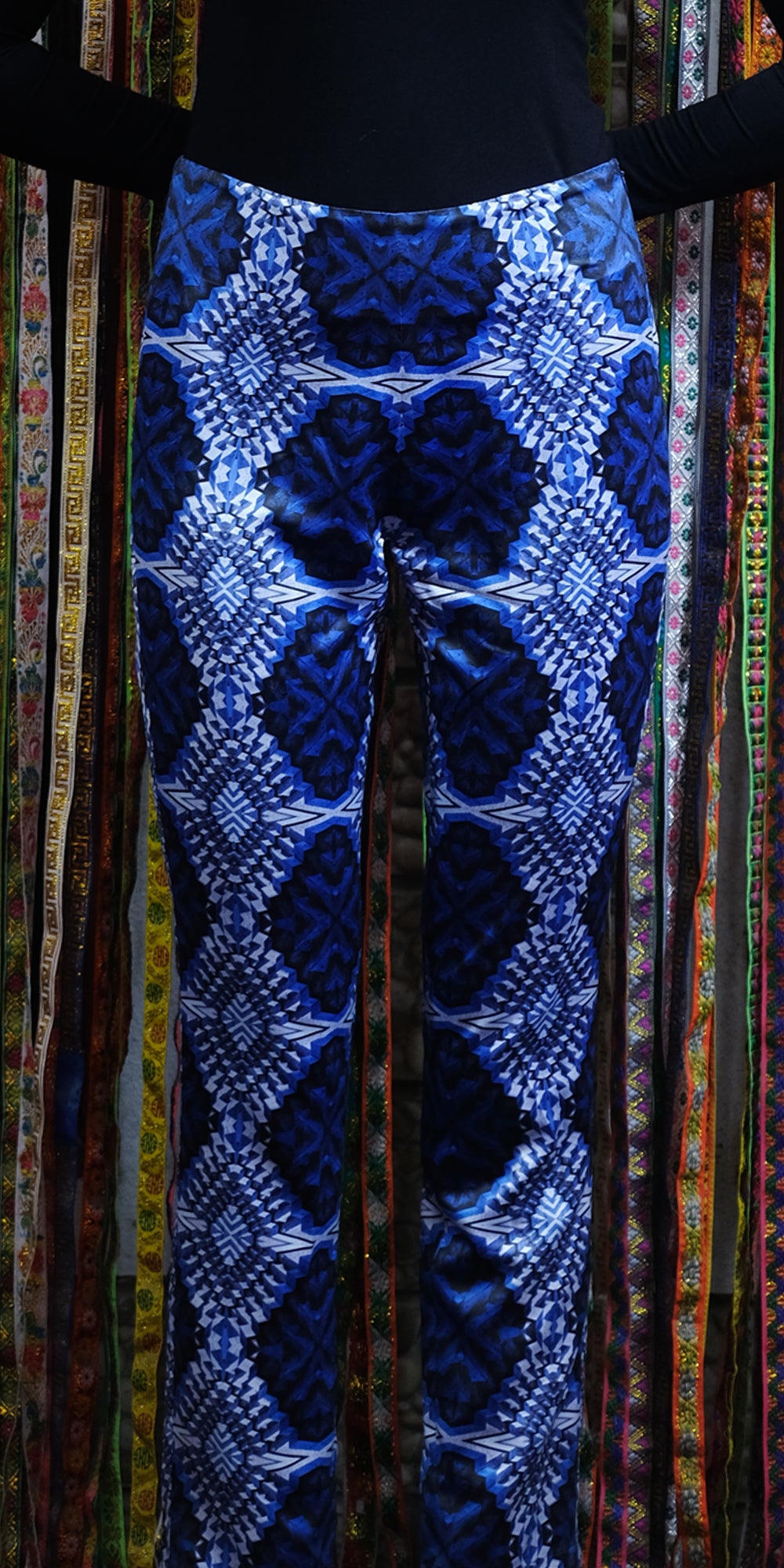 Ethnic Patterned Elastic Knitwear Trousers